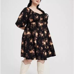 Torrid Black Floral Mini Dress